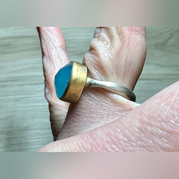 Vintage Designer Sundance Catalog Sterling Silver Aqua Chalcedony Ring, Size 5 - Picture 9 of 10